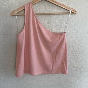 Blue Blush One Shoulder Crop Top Never Worn
